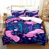 Kawaii Animal Axolotl Bedding Set Bed Cover Adult Kid Bedroom Decor Duvet Cover Pillow Case Set Single Twin Full Queen King Size