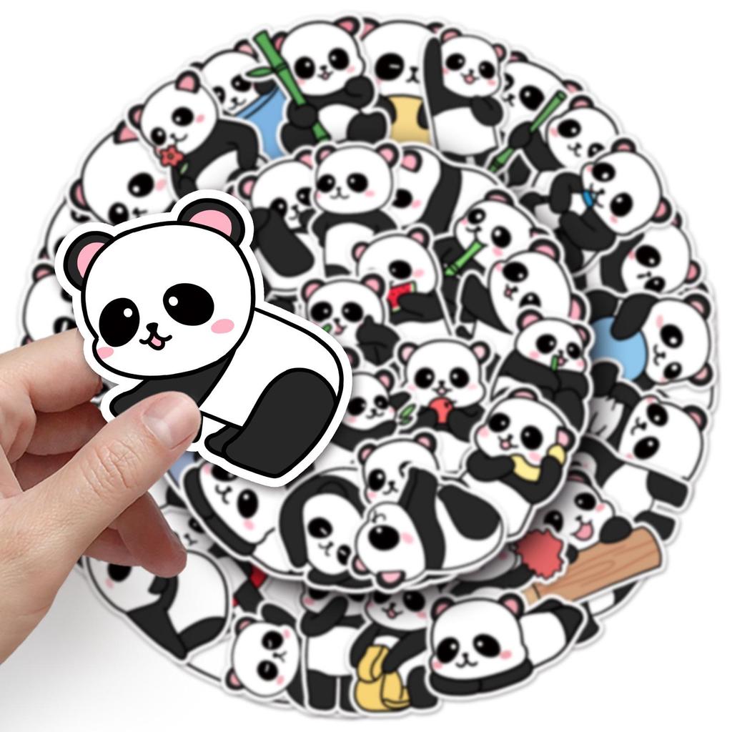 50 Cute Panda Cartoon Animal Stickers - Waterproof for Journal, Water Bottle, and Phone Case Decoration