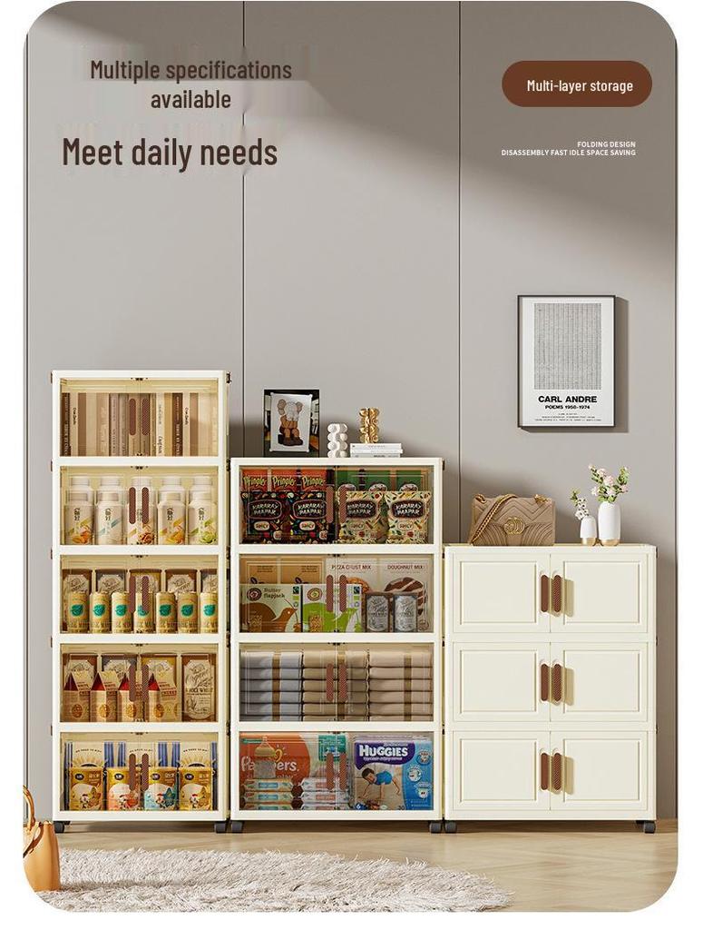 Foldable Multi-layer Storage Cabinet: No-Install Wardrobe for Living Room, Toys, Snacks