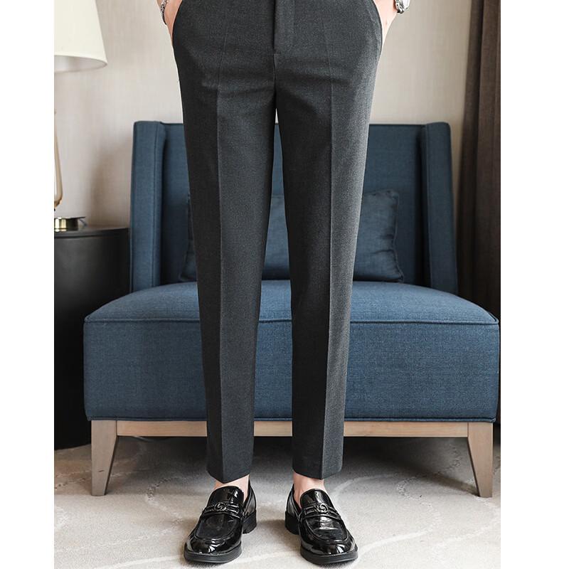 Hengyuanxiang Men's Slim Fit Business Casual Suit Pants