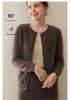 Leka Sha 100% Cashmere Women's Round Neck Single-Breasted Cardigan Jacket