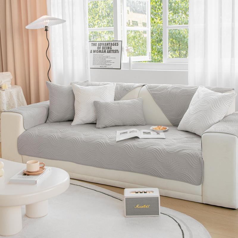 

Cotton Sofa Cover Corner Embroidered Wave Pattern Sofa Set Living Room Thickening Simplicity Protective Case Non-Slip Cushion 70x70cm 1pcs