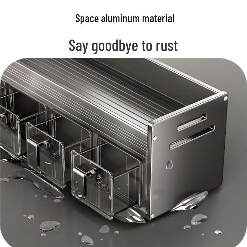 Modern 3-Tier Countertop Spice Rack with 5 Grids & Hanging Rod