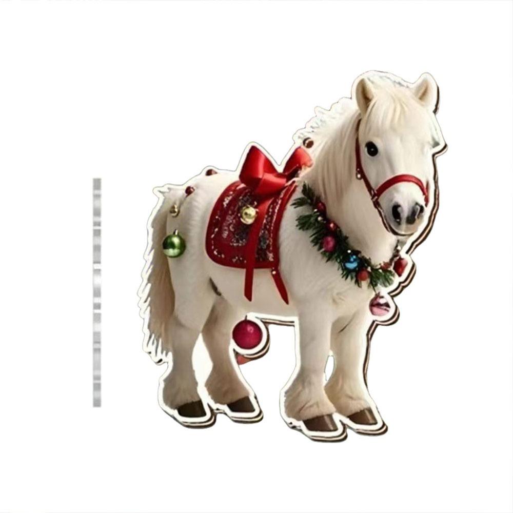Party 2D Flat Christmas Hanging Pendant Ebony Horse Majesty Acrylic Horse Pendant Xmas Tree Hanging Ornament Navidad Decor