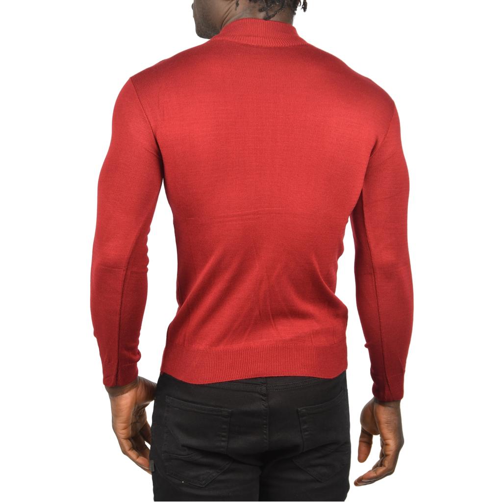 DeepSEA Baklava Desenli Slim Fit Yarım Balıkçı Yaka Triko Boğazlı Kazak 2505511