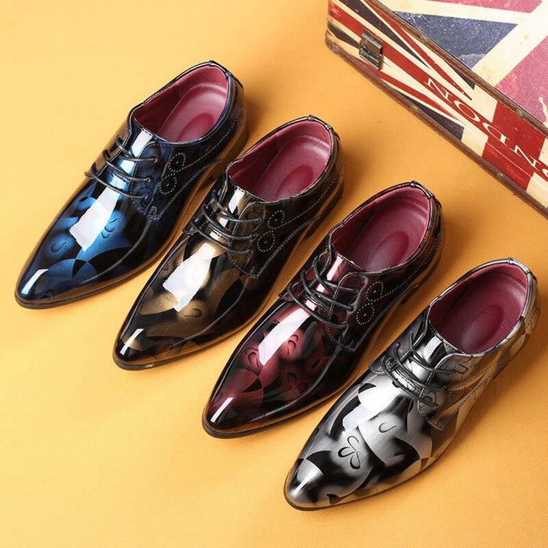 Men's Patent Leather Oxford Dress Shoes Pointed Toe Formal Business Wedding Plus Size