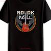 Unisex Rotes E-Gitarren T-Shirt Mit Rock And Roll Design Schwarzes Ca Vintage Stilvolles Streetwear Oberteil Für Den Alltag