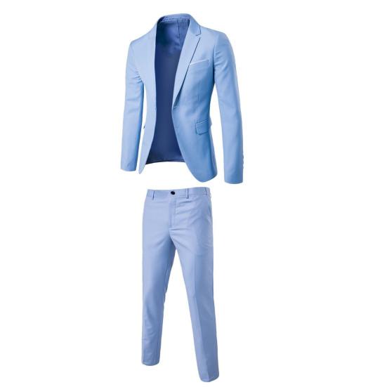 Turndown Collar Blazer Pants Attractive Male Slimming Pure Color Slim Fit Formal Suit