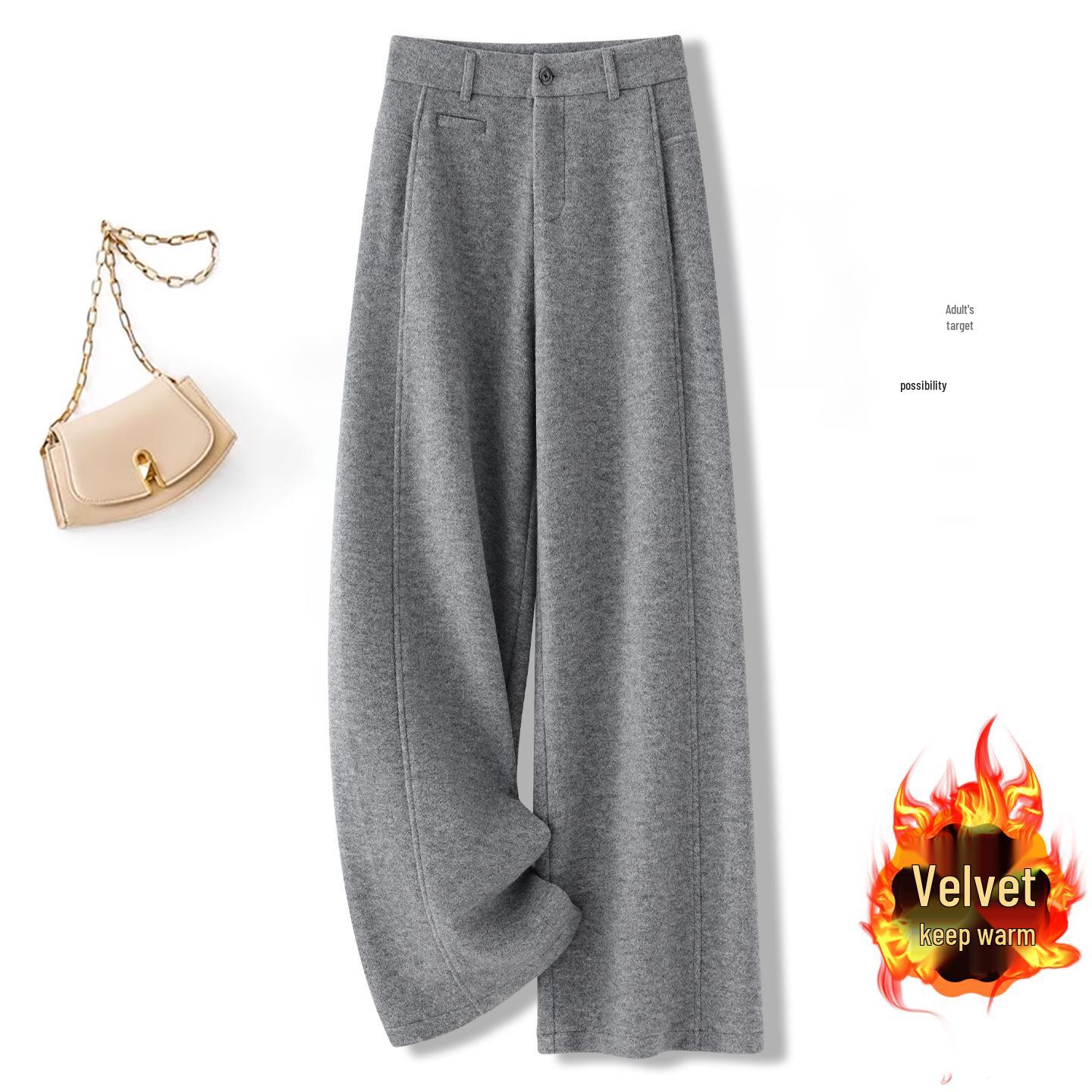 

Women s 2025 Winter Velvet Wool Wide-Leg Pants: Slimming, Versatile & Stylish. M