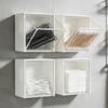 Bathroom Wall Mount Storage Box,1 pcs Clear Acrylic Hanging Organizer Box with Flip Lid 8.5x8.5x4.5cm No Drill Adhesive for Cotton Swabs Makeup