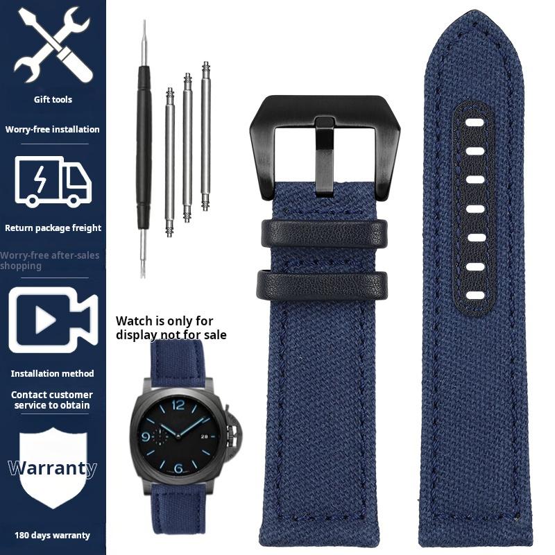 Voor Panerai PAM111 441 137 386 heren Horlogeband Nylon Canvas nylon Koeienhuid Horlogeband 20 22 24mm Roestvrijstalen Gesp Accessoires
