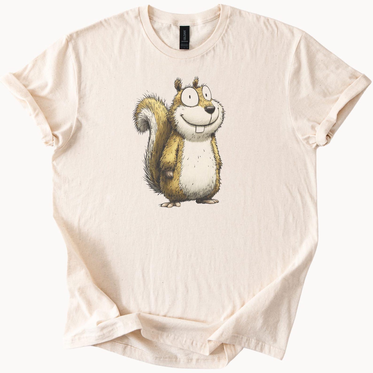 Cute Cartoon Squirrel Graphic T Shirt Funny Hand Drawn Animal Illustration Tee Woodland Forest Creature Art Shirt Gift for Nature Lovers 130