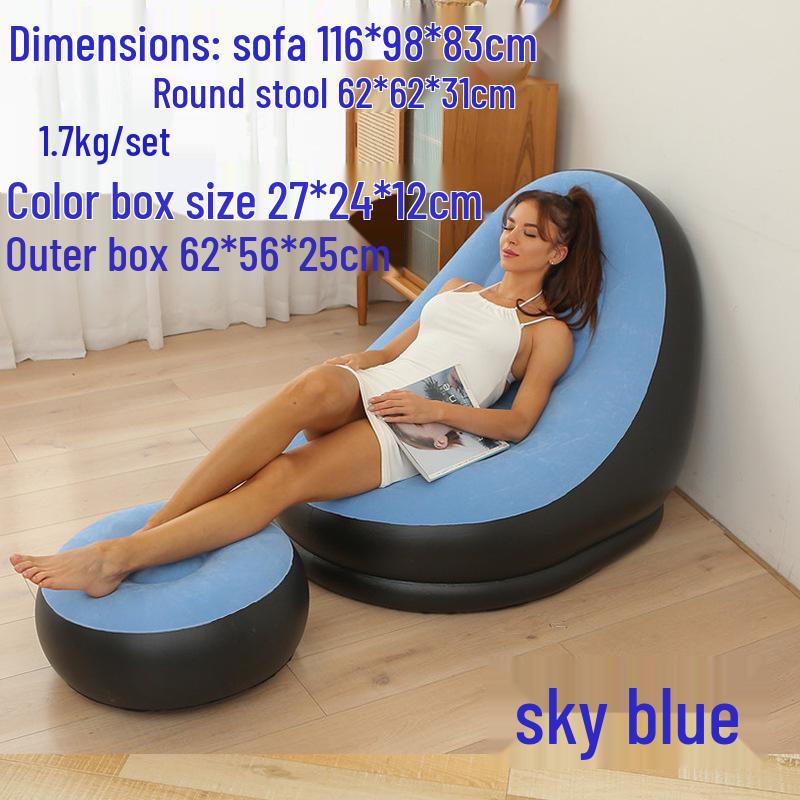 

Надувное кресло-кровать с подставкой для ног - уличное ленивое флокированное кресло 116*98*83cm