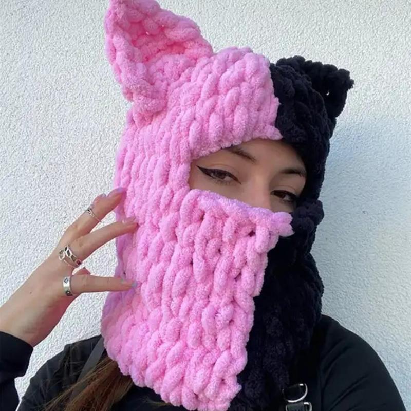 Girls Cat Ear Hat Y2K Knitted Hat Cute Cat Ear Gifts Warm Hat Adult Children Knitted Chenille Yarn Halloween Photo Props
