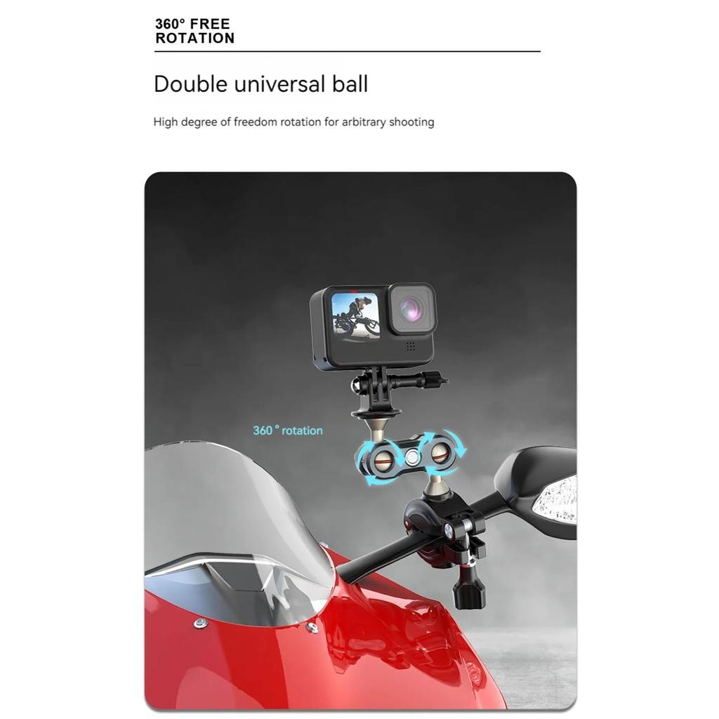 Alloy Metal Motorcycle Camera Holder Handlebar Bicycle Tripod Mount Bike Bracket for GoPro 12 DJI Insta Phone Camera Accessories