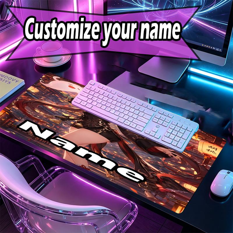 Personalizowana podkładka pod mysz z imieniem i wzorem Genshin Impact, Mata na biurko do laptopa PC, Dekoracyjna mata na biurko do domu, Podkładka pod klawiaturę, Prezent