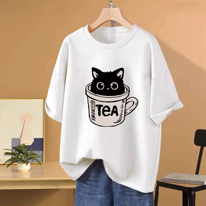 Pure Cotton Short-sleeved T-shirt for Women In Summer New Fat Mm Large Size Loose Belly-hiding Half-sleeved T-shirt Top