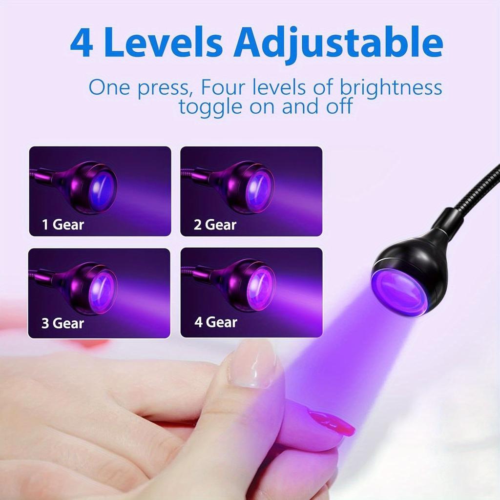 LED Lamp with Clip-on Flexible Metal Tube and Plastic Head, Mini Gel Lamp, USB Desk Lamp Nail Dryer for DIY Manicure. Suitable