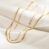 Women Ins Fashion Layered Stainless Steel Choker Color Retaining Simple Flat Snake Chain Double Layer Necklace For Women