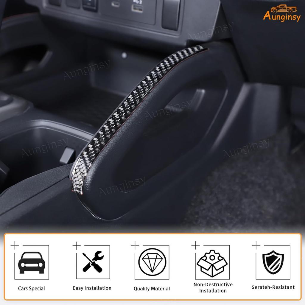 Aunginsy Center Console Side Gear Shift Panel Strips Trim Compatible with Nisan Frontier 2022 2023 2024 Carbon Fiber Central Control Gear Box Side