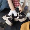 2025 New Autumn Leather Platform Small Height Increase Casual Shoes Dad Shoes Women's Lace-up Forrest Gump Shoes Sports Shoes