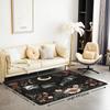 Cute Black Bat Large Area Rug 5x7, Floral Plant Leaves Living Room Rug, Starry Sky Moon Galaxy Rugs for Bedroom Boho Exotic European Style C