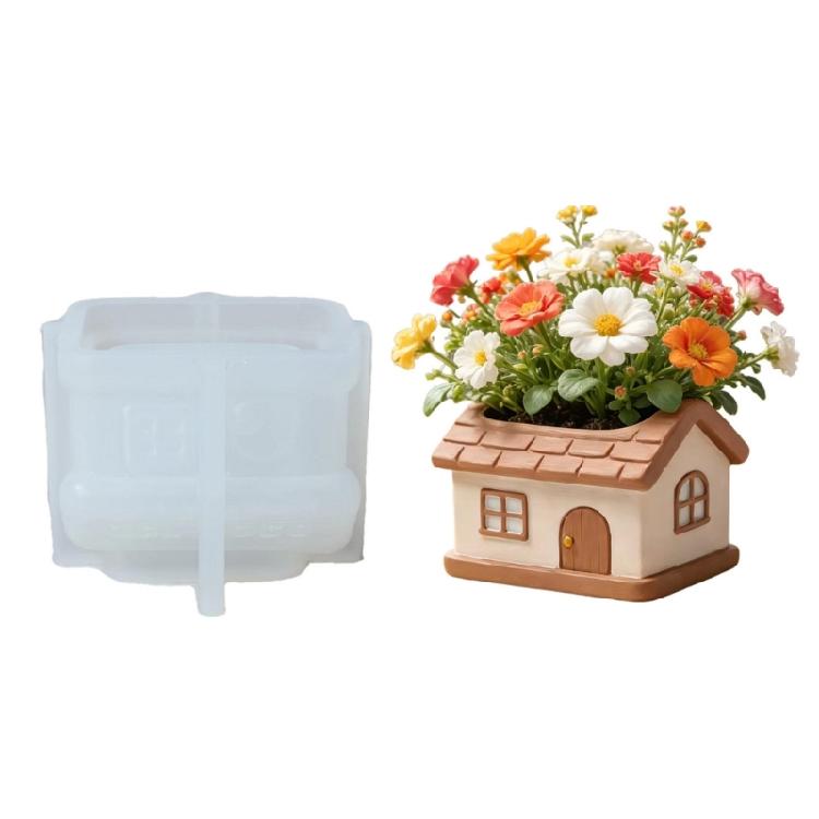 Small House Shape Silicone Planter Mold Flowerpot Molds for Crafts Resin Candle Cup Jewelry Holder Flexible and Reusable