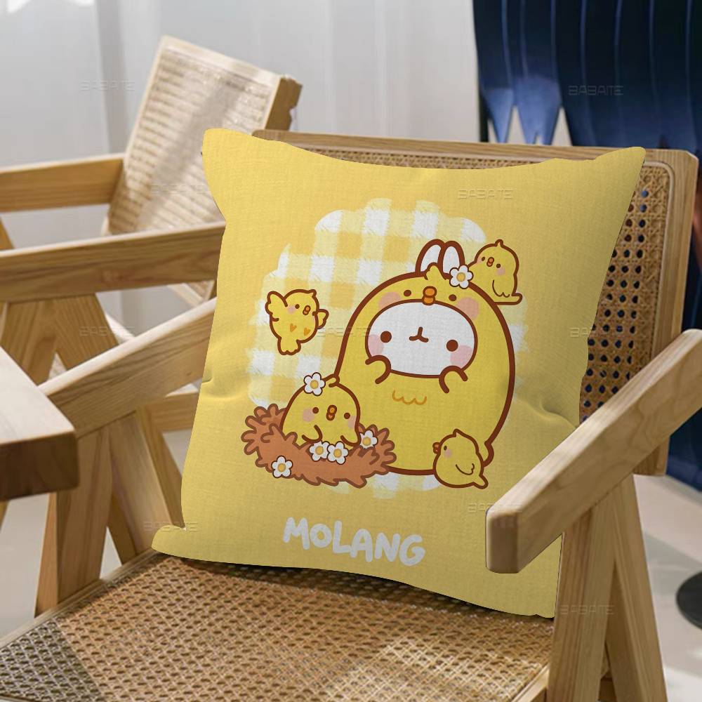 Anime Cute M-Molang Maple Design Cushion Cover Happy Autumn Harvest decor Holiday Decorati Pillow Cover