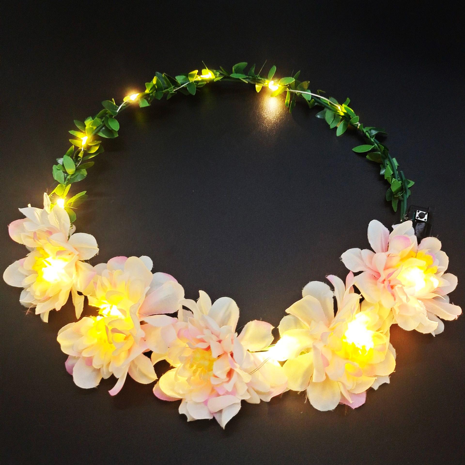 

Wedding Party Crown Glowing Flower Headband LED Light Wreath Garland Decoration Women Girl Birthday Favor Luminous Hairband