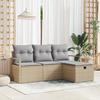VidaXL 4-Piece Garden Sofa Set with Beige Cushions Poly Rattan 3360481
