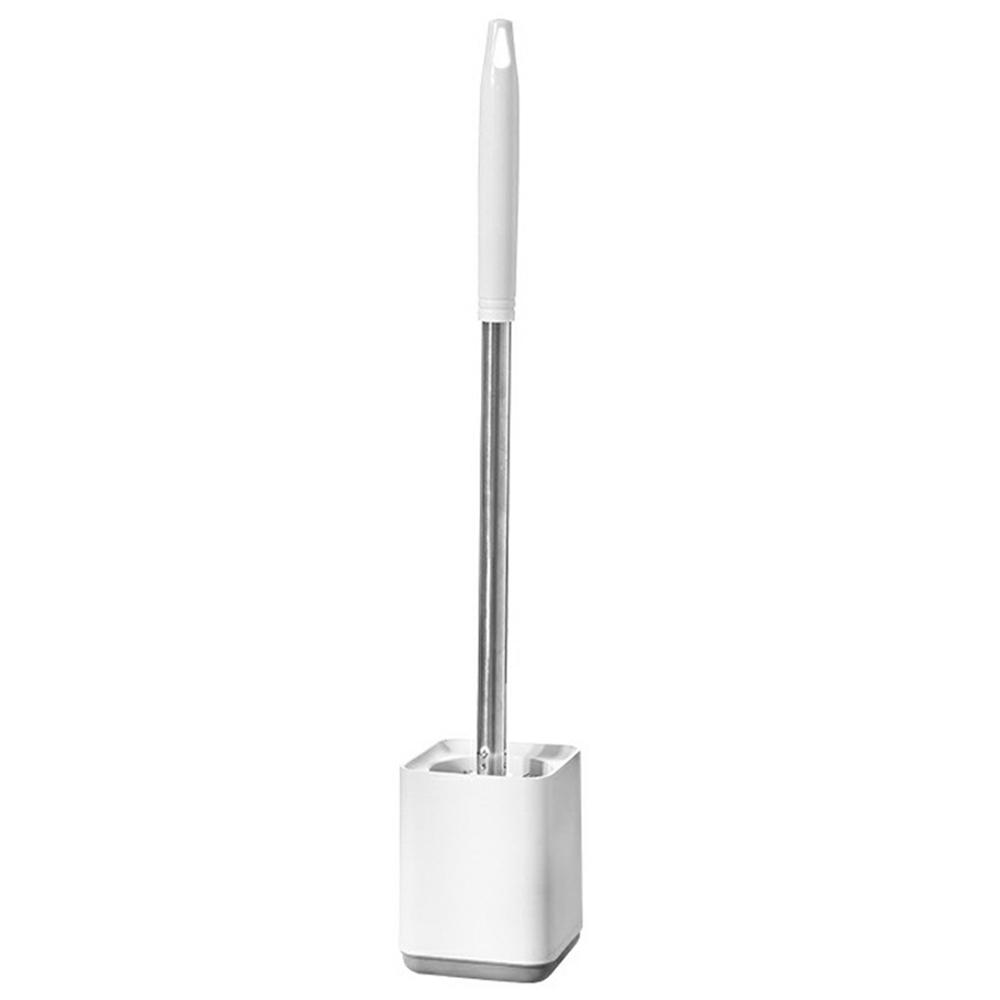 Stainless Steel Long Handle Toilet Brush Storage Base Set Wall Mounted Bathroom Cleaning Tool B
