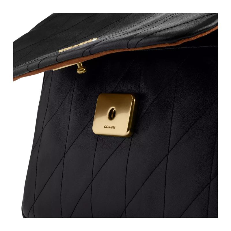COACH Crossbody Elodie 29 Gold Logo Leather Crossbody Shoulder Bag Large Women's Black