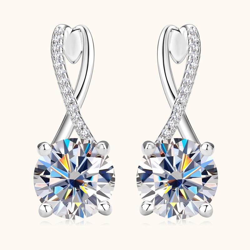 New Fashion Moissanite Stud Earrings: High-End S925 Sterling Silver Jewelry for Girls