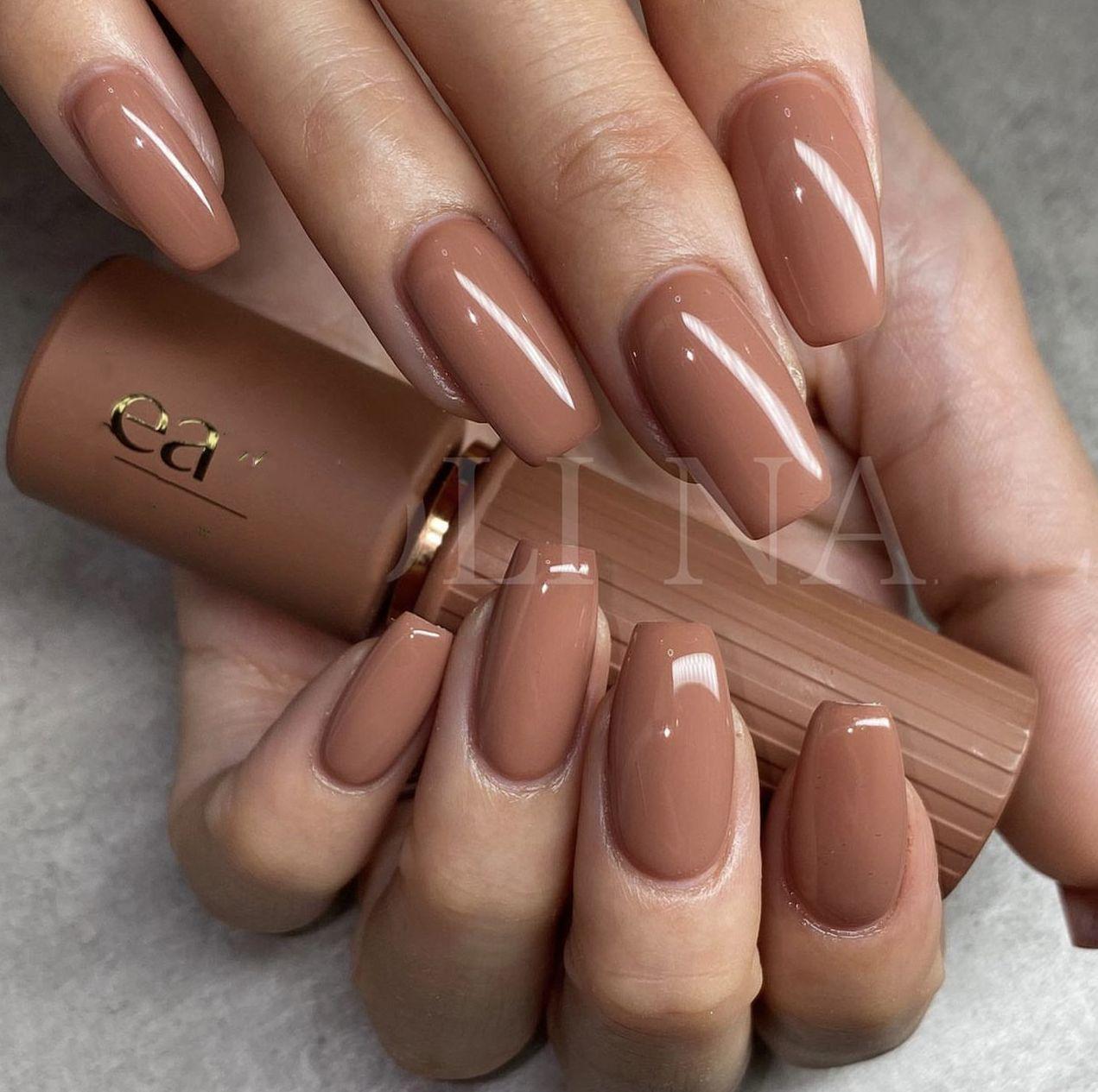 

Cross-Border Medium-Long Solid Brown Coffee Ballet Style False Nails