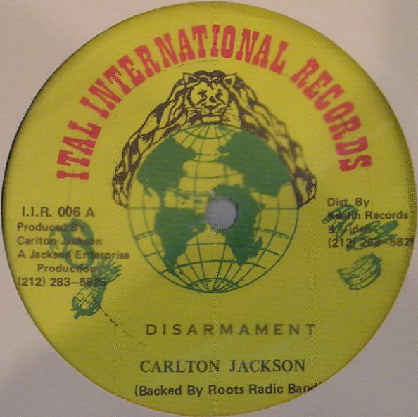 

12inch Record CARLTON JACKSON Disarmament IIR006 Ital Internatio 1984 US Reggae Ska Dub Used