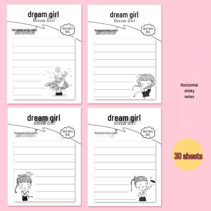 

Korean Style Dreamy Girl Lined Grid Sticky Notes - Creative & Strong Adhesive
