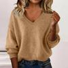 Women's Fashionable Casual Knitted Top Loose-Fit Solid-Colour Long-Sleeved Jumper