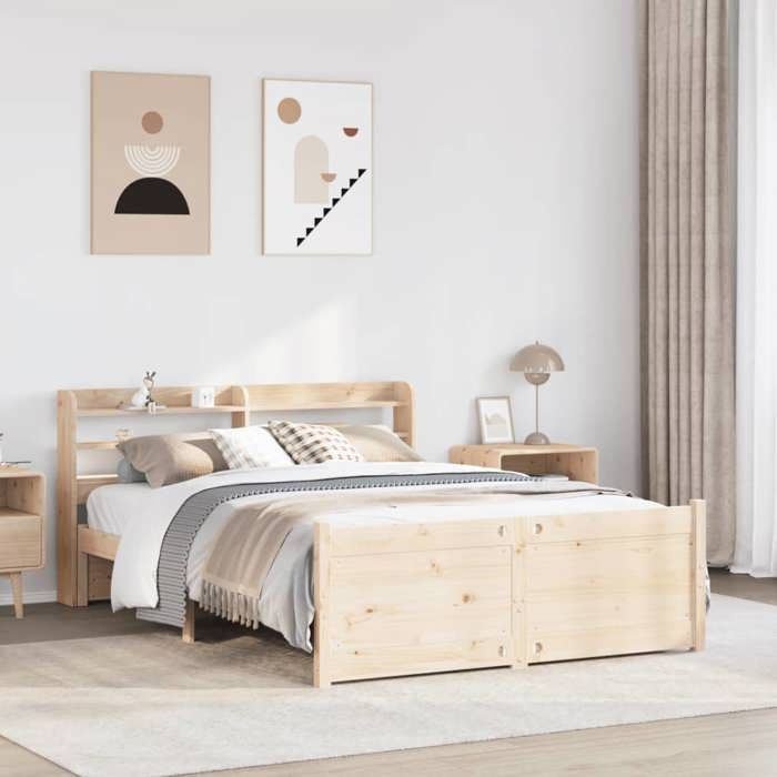 VidaXL Cadre de lit avec tête de lit 120x200 cm bois de pin massif, lit, cadre de lit en bois massif, meuble de chambre à 3306760