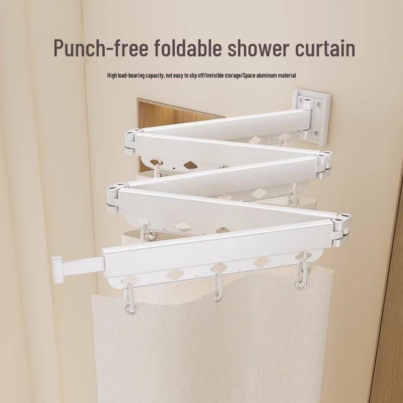 Handun No-Punch Shower Curtain with Telescopic Rod