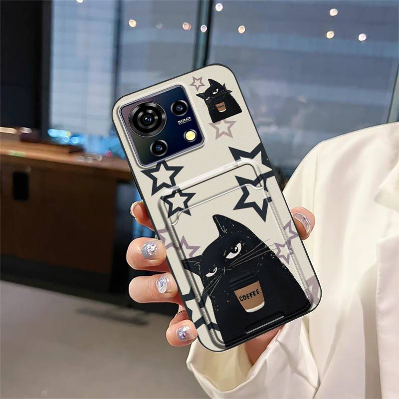 Card Slot TPU Phone Case For ZTE Blade V50 Vita Waterproof Protective Fashion Design Cartoon Cute Anti-knock Soft Case