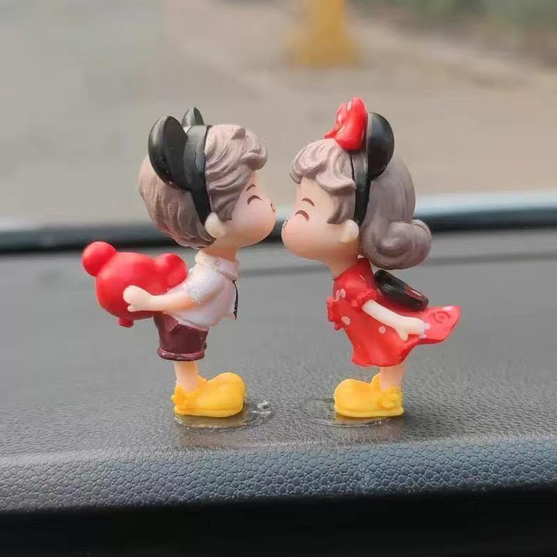 Adorable Car Couple Ornaments - Cute Interior Center Console Decor & DIY Desktop Accessories
