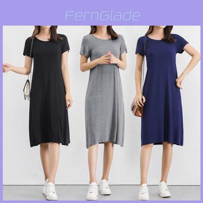 Plus Size Women's Summer Modal Short Sleeve Long T-shirt Casual Dress For Effortless Style