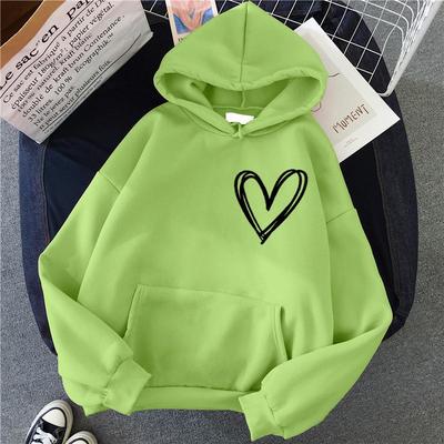 Herz Druck Frauen Sweatshirt Weiche Casual Lose Vintage Weibliche Hoodies Winter Warme Fleece Student Tops