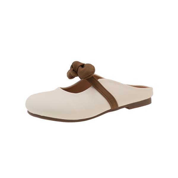 Fashion Shoes Slippers Women Summer Butterfly-Knot Low Luxury Slides Cover Toe Soft Designer Hoof Heels Butterfly-knot Rubber Rome Retro