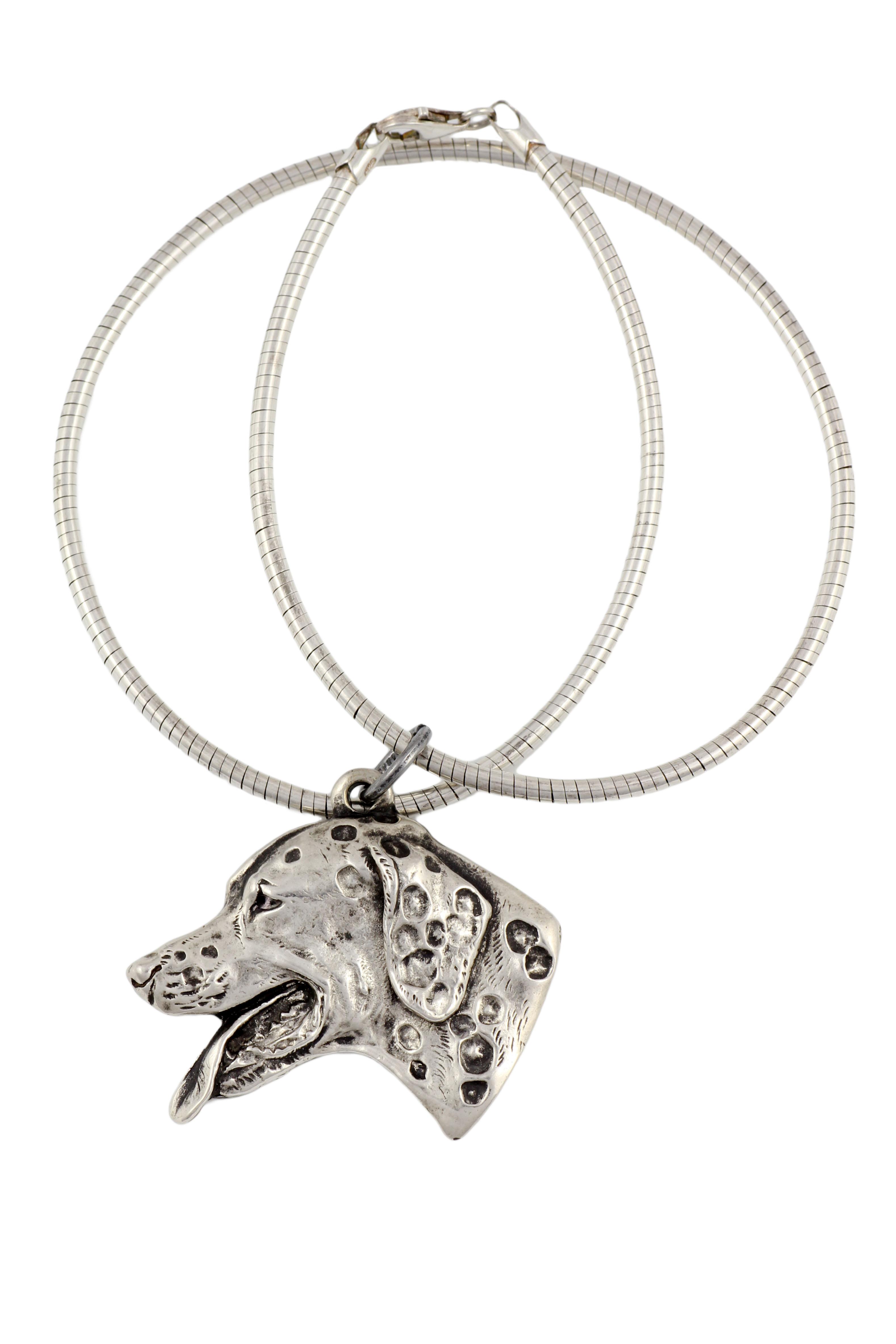 

Dalmatian, Carriage Dog, Spotted Coach Dog - Dog necklace, unique jewellery for the dog fan, unique adder pendant by Art-Dog brand срібний