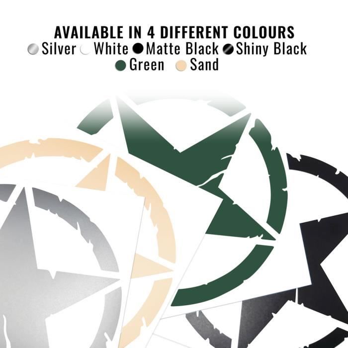 Autocollants Stickers - Army Star - Jeep Renegade - Noir Mat - Diamètre 33 cm - 2 Pièces