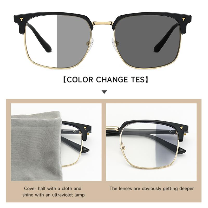 Mens Womens Oversized Square Photochromic Sunglasses Durable Frame For Outdoor Activities