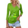 Women's Casual Fashion Sexy Comfortable Christmas Print V-Neck Button Three-quarter Sleeve Top
