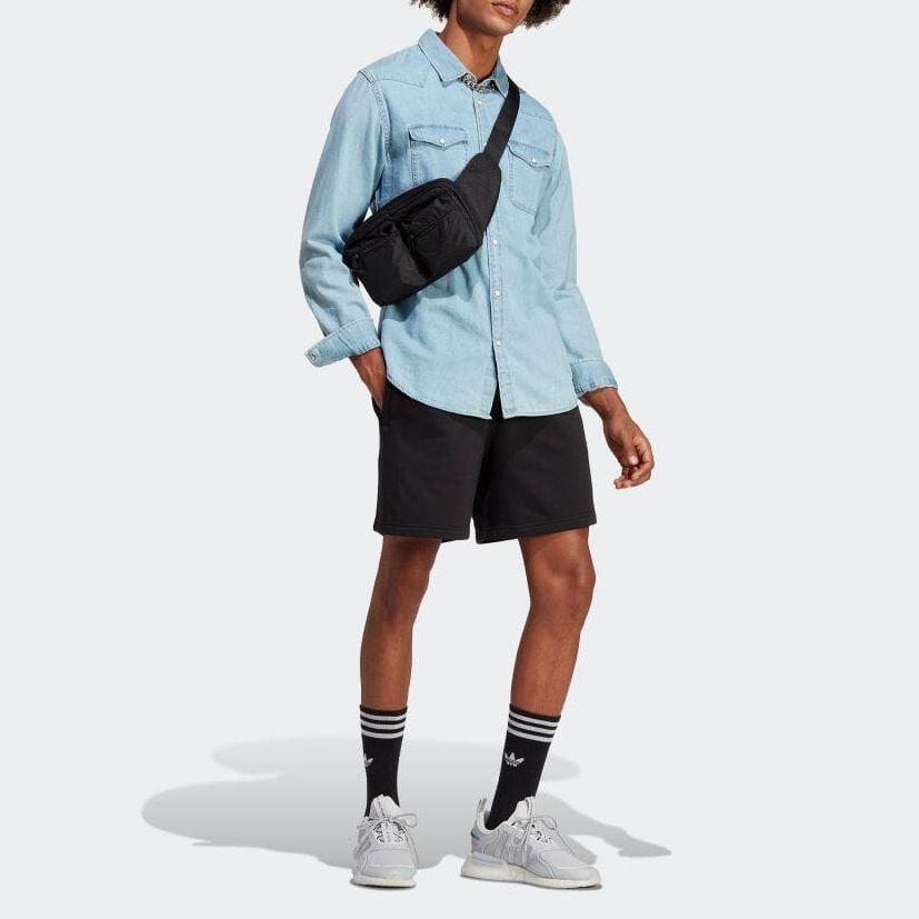 Adidas Pure Color Drawstring Casual Straight Shorts Men Bottoms Black IB2014