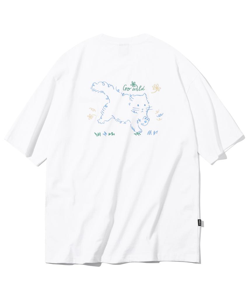 CPGN STUDIO Wild Cat Embroidered Short Sleeve T-Shirt White